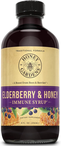 Honey Gardens Elderberry Syrup with Apitherapy Raw Honey, Propolis & Elderberries