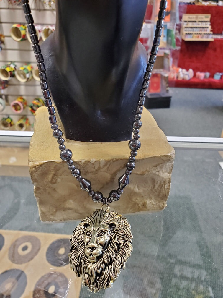 Hematite Lion Necklace