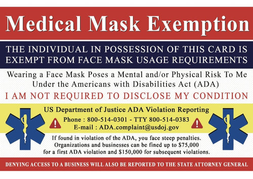 Medical mask exemption card with lanyard